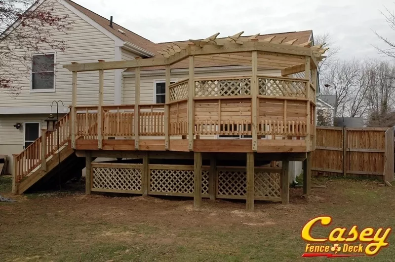Southern Yellow Pine Deck with Octagon with a Pergola and Bench